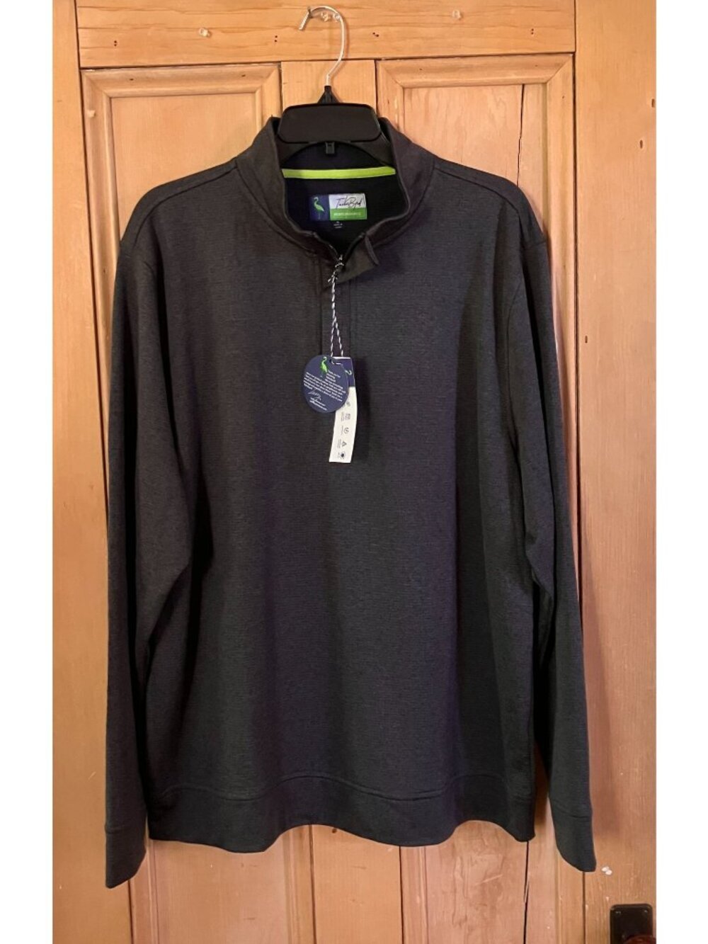 TailorByrd Mens Performance 1/4 Zip M24450Q Charcoal Golf Sweater XL Gray SP NWT